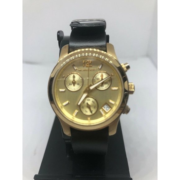 Michael Kors MK5384 Women\'s Black Leather Analog G